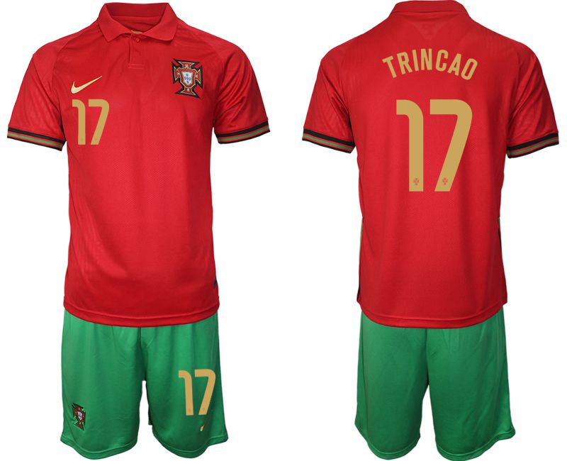 Men 2020-2021 European Cup Portugal home red #17 Nike Soccer Jersey